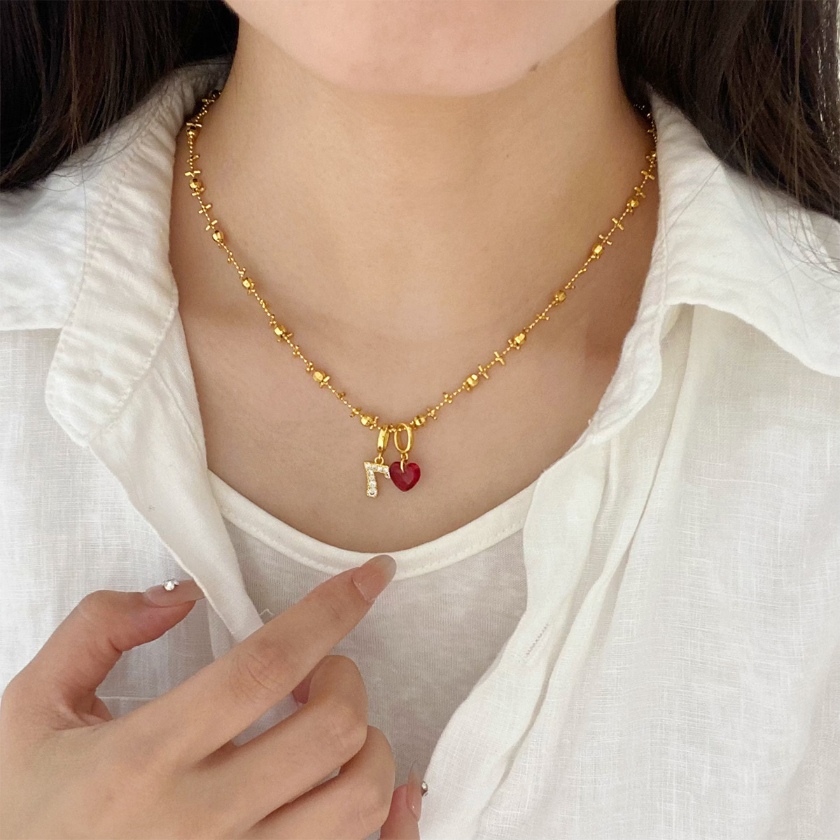 Vintage Fashion Tiktok - Kalung liontin bentuk hati angka 7