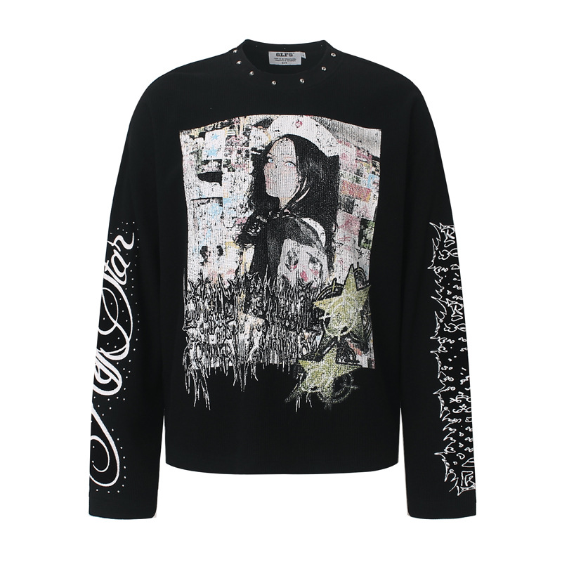 Vintage Fashion Prints - Kaos Pria High Street Graffiti dengan