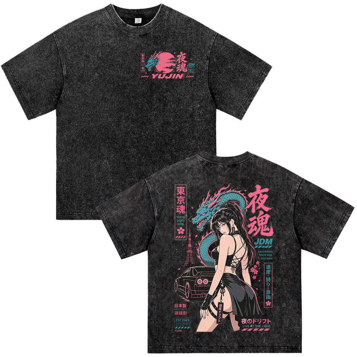 Vintage Fashion Tokyo - Kaos Anime Initial D Drift Tokyo