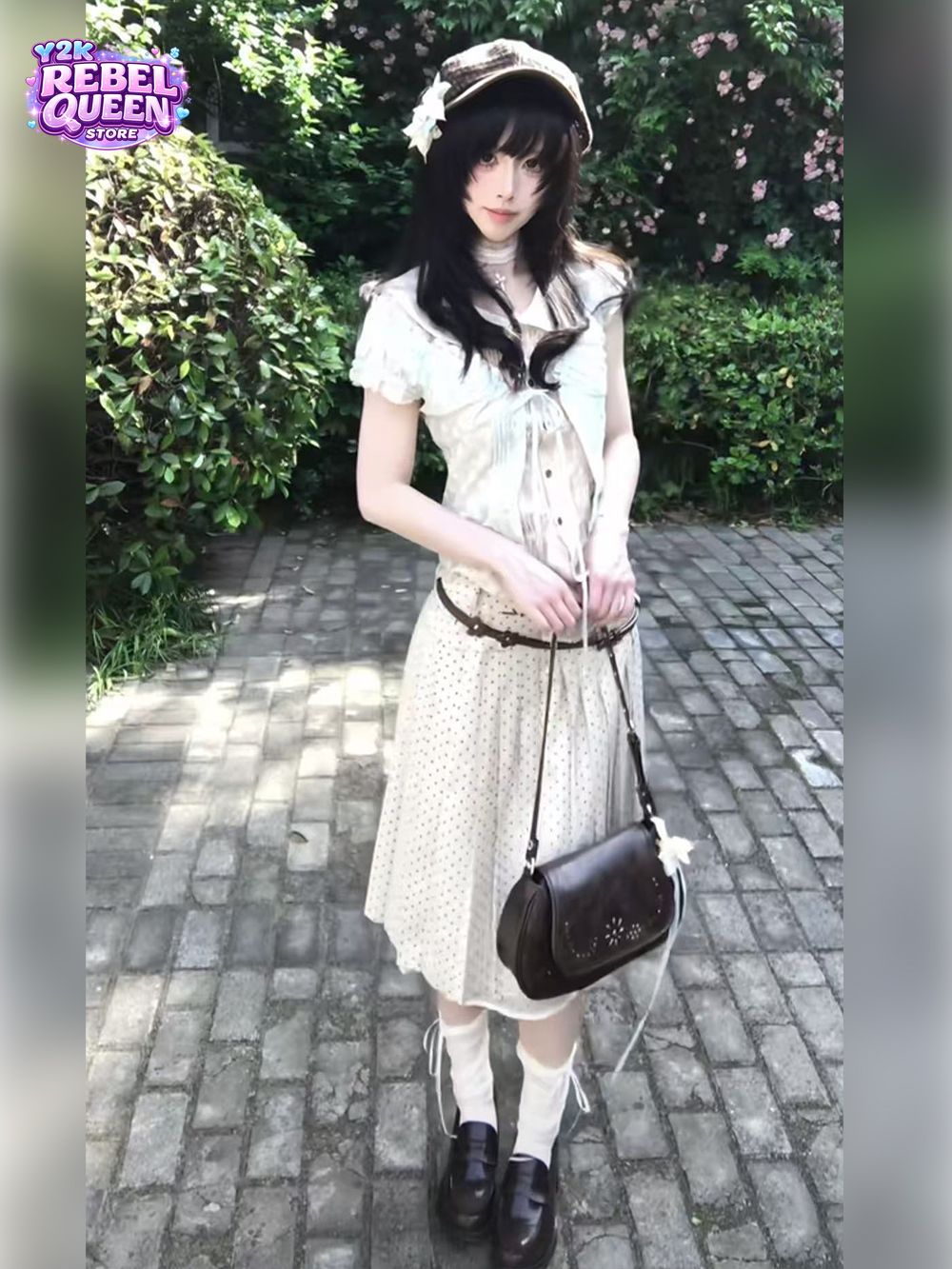 Crop Cardigan Vintage - Set Rok Coquette Vintage Jepang untuk
