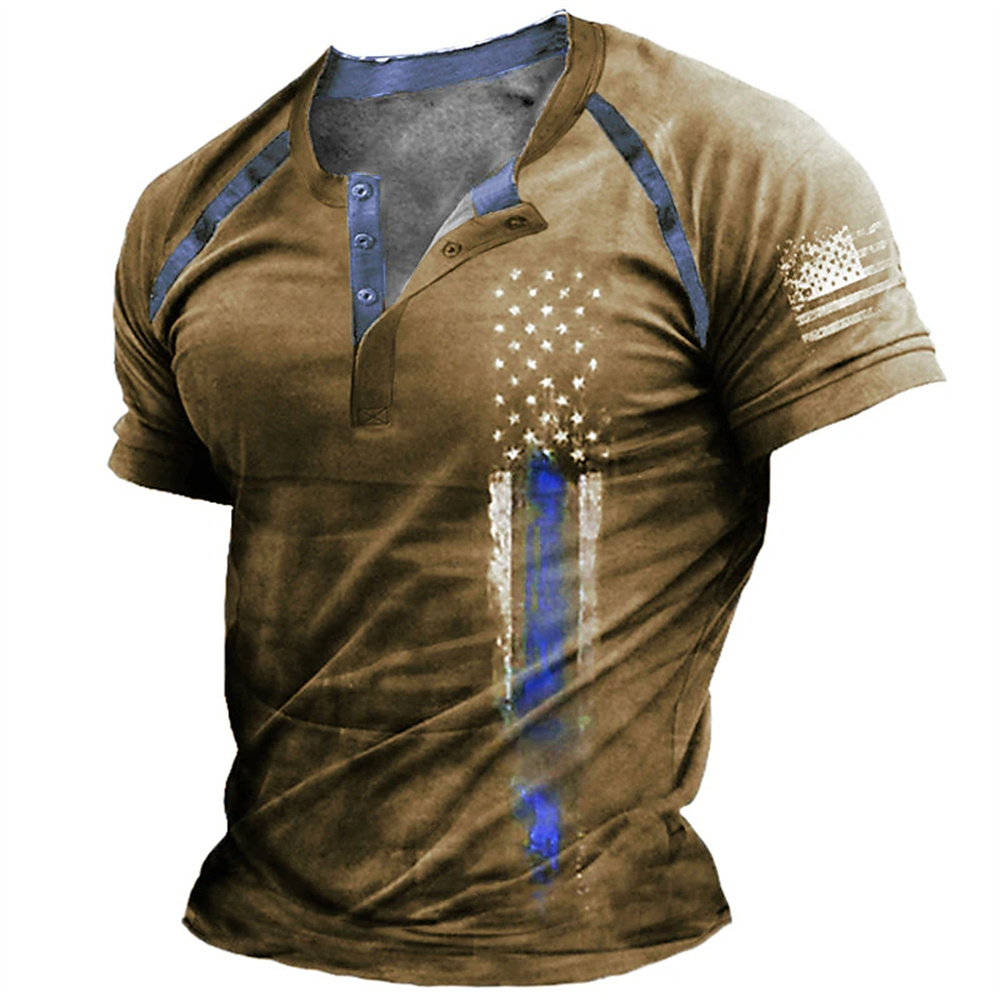 Vintage Fashion Prints - Kaos Henry Pria Motif Bendera Amerika