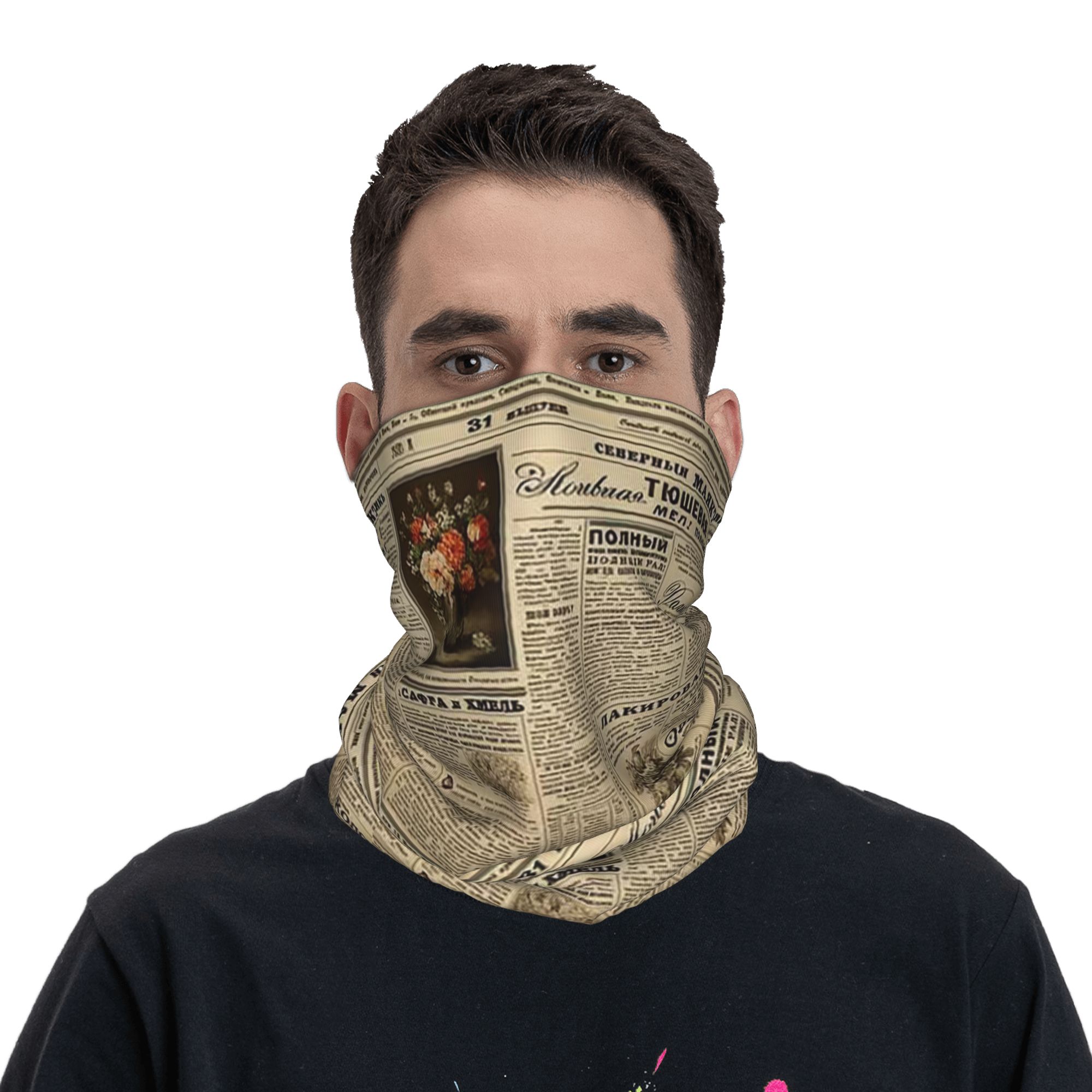 Vintage Fashion Newspaper - Bandana Cetak Koran Vintage Penutup Leher