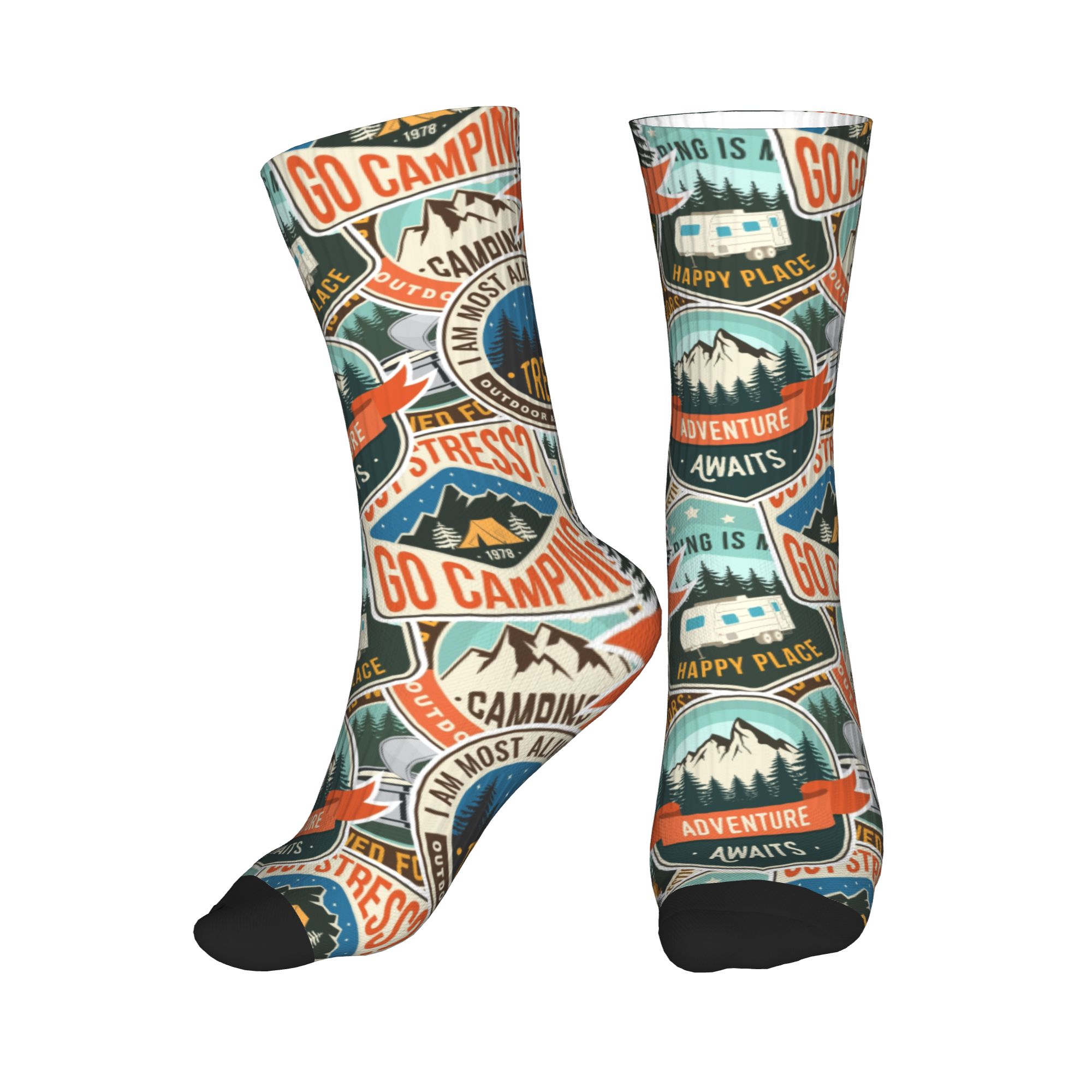 Vintage Fashion Prints - Kaus Kaki Pria Vintage Motif Gunung