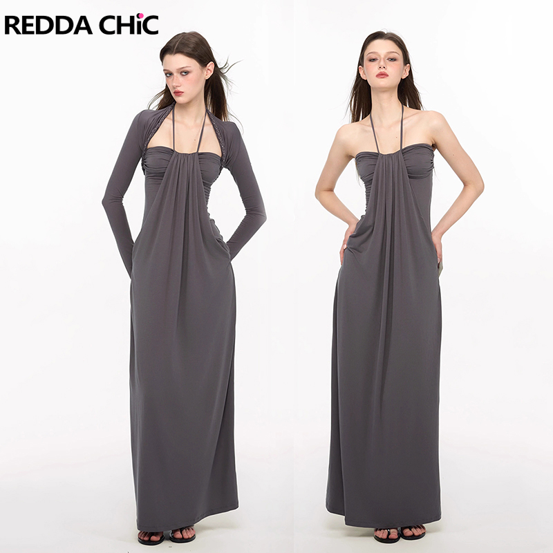 Crop Cardigan Vintage - REDDACHiC Set Gaun Rajut Elegan dengan