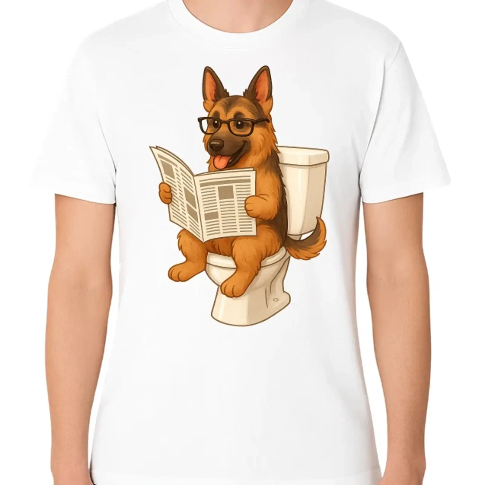 Vintage Fashion Newspaper - Kaos Anjing Gembala Jerman Membaca Koran