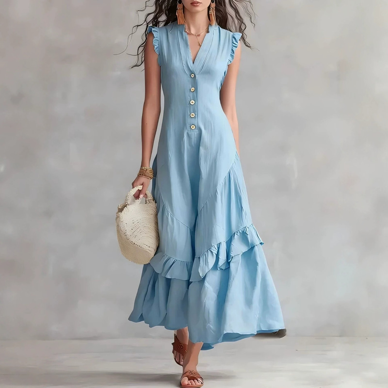 Gaun Pesta Wanita Elegan Katun - Vintage Fashion Prints ulasan dan harga