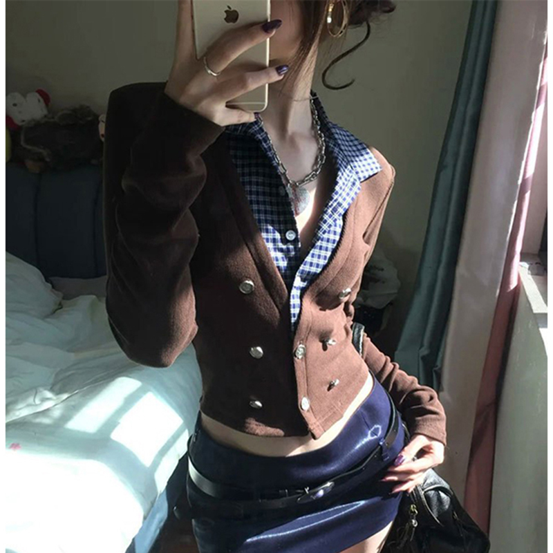 MEXZT Y2K Kardigan Rajutan Cro - Crop Cardigan Vintage ulasan dan harga