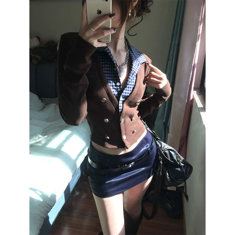 MEXZT Y2K Kardigan Rajutan Cro - Crop Cardigan Vintage ulasan dan harga