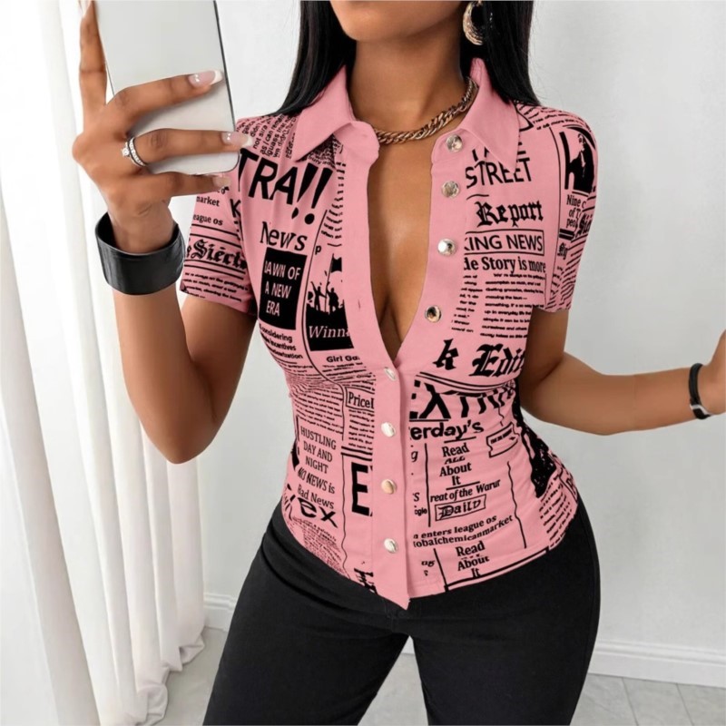 Kemeja Wanita Motif Koran 2026 - Vintage Fashion Newspaper ulasan dan harga