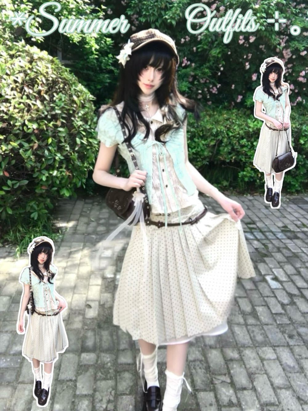 Set Rok Coquette Vintage Jepan - Crop Cardigan Vintage ulasan dan harga
