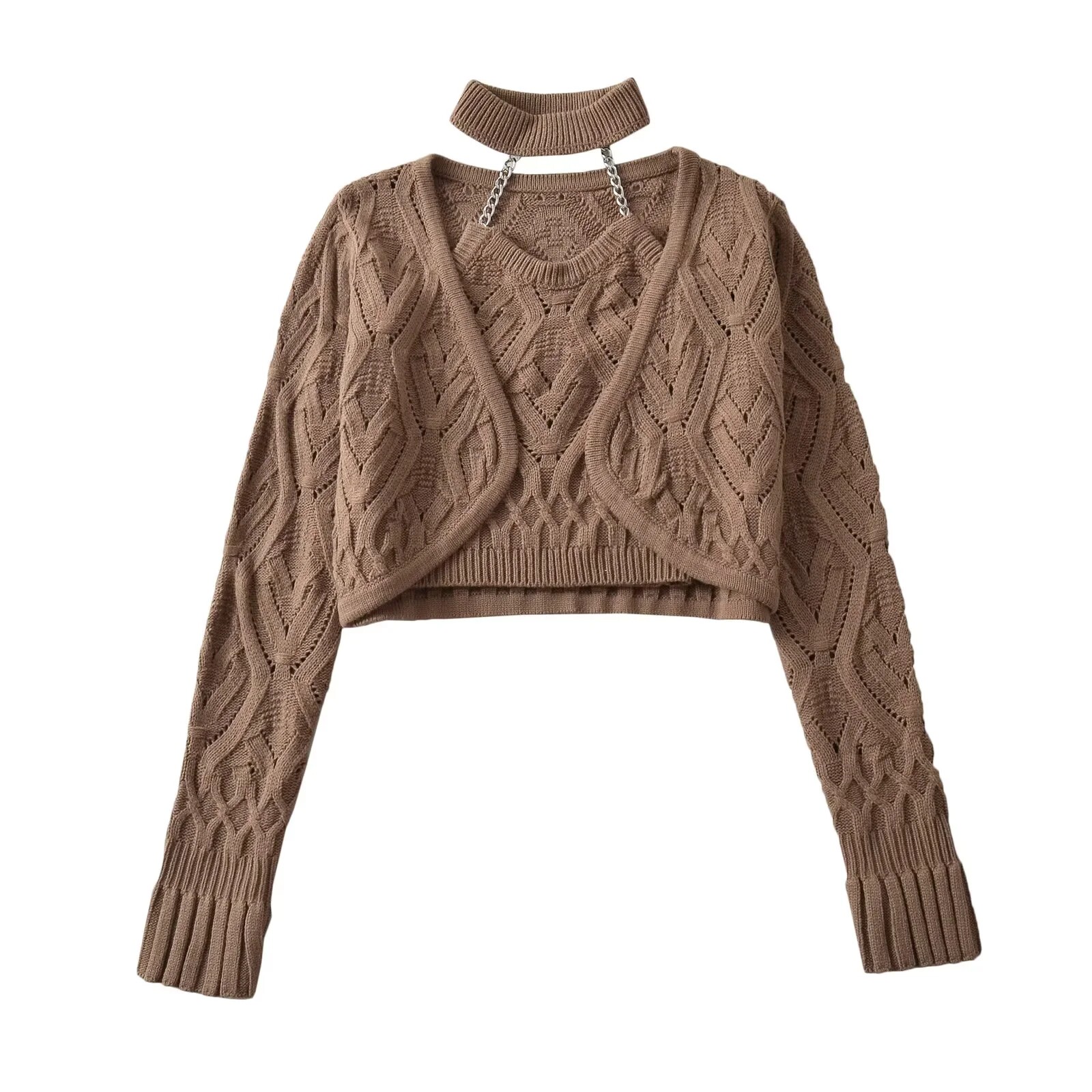 Setelan Atasan Cami Crop Halte - Crop Cardigan Vintage ulasan dan harga