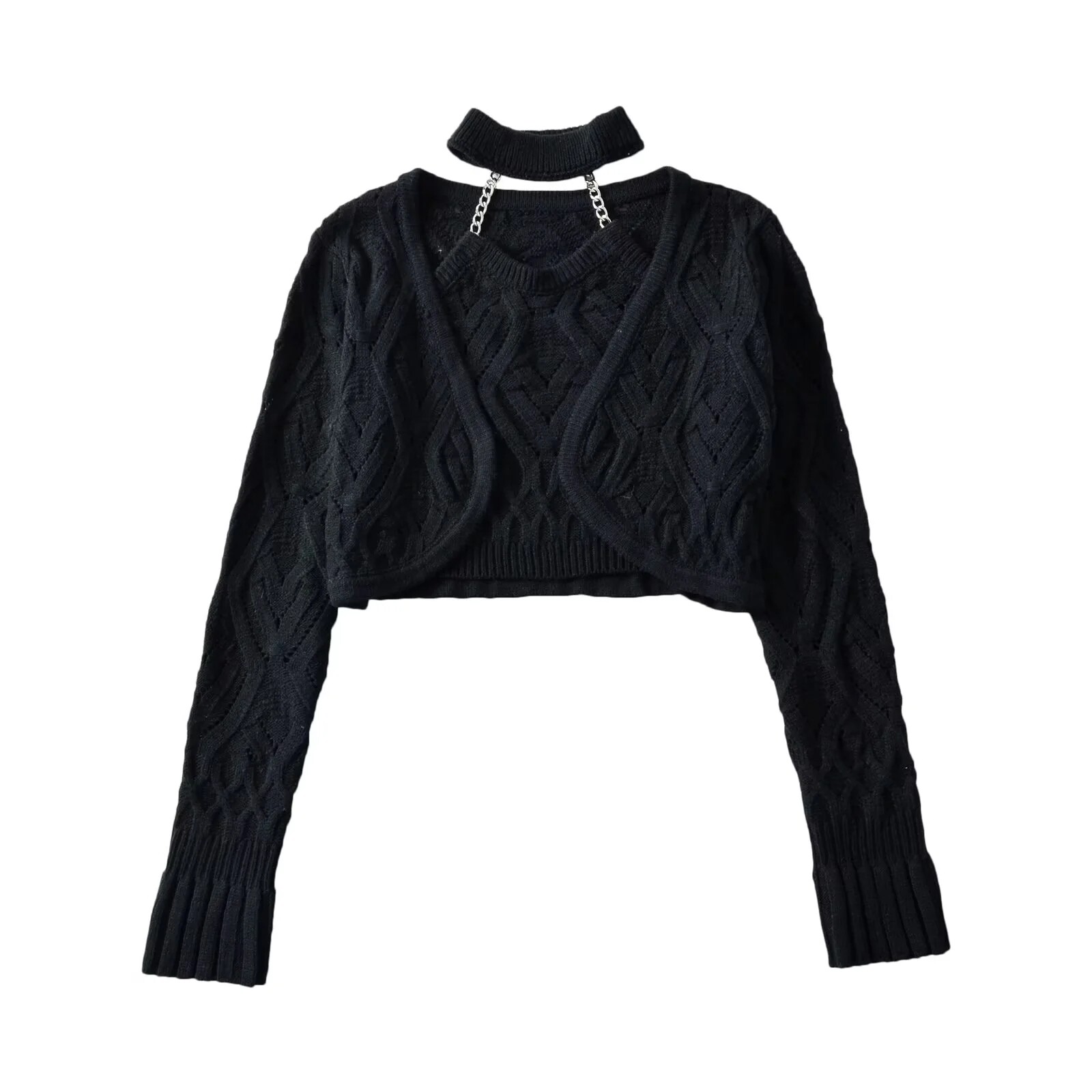 Setelan Atasan Cami Crop Halte - Crop Cardigan Vintage ulasan dan harga
