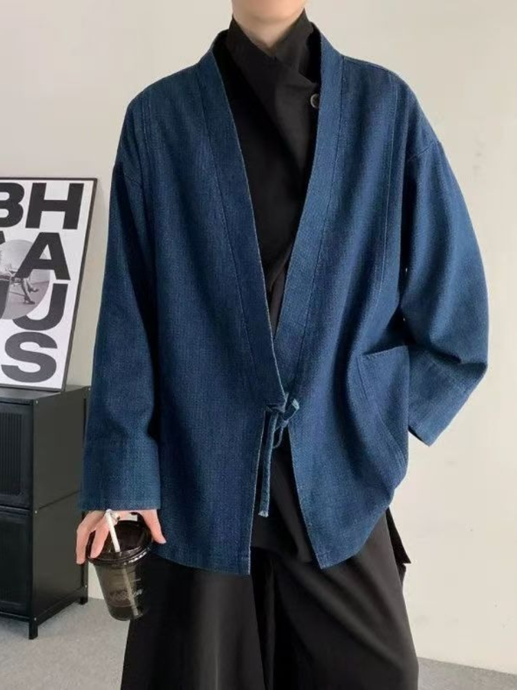 Mantel Denim Gaya Jepang Vinta - Crop Cardigan Vintage ulasan dan harga