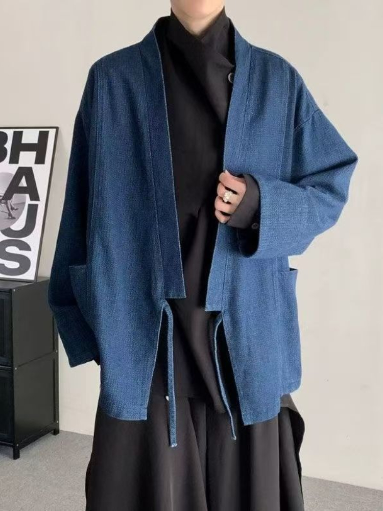 Mantel Denim Gaya Jepang Vinta - Crop Cardigan Vintage ulasan dan harga