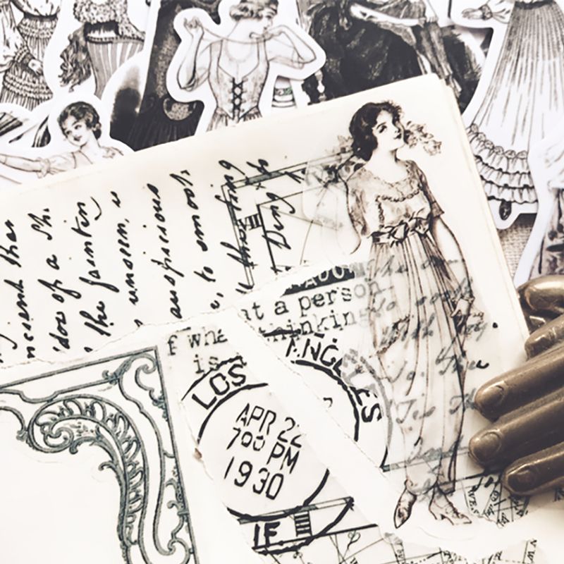 Stiker Wanita Eropa Antik Labe - Vintage Fashion Newspaper ulasan dan harga
