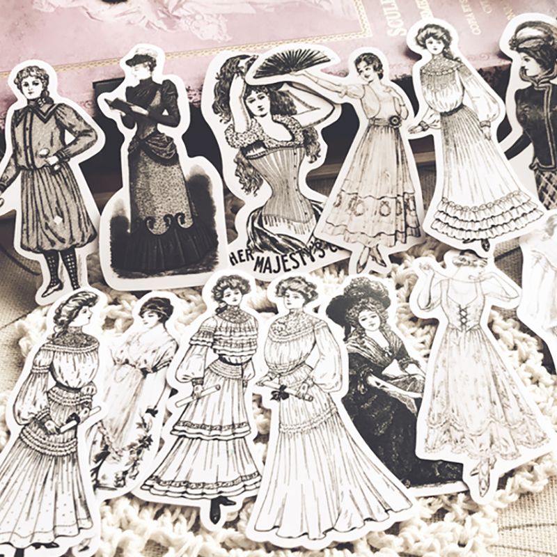 Stiker Wanita Eropa Antik Labe - Vintage Fashion Newspaper ulasan dan harga