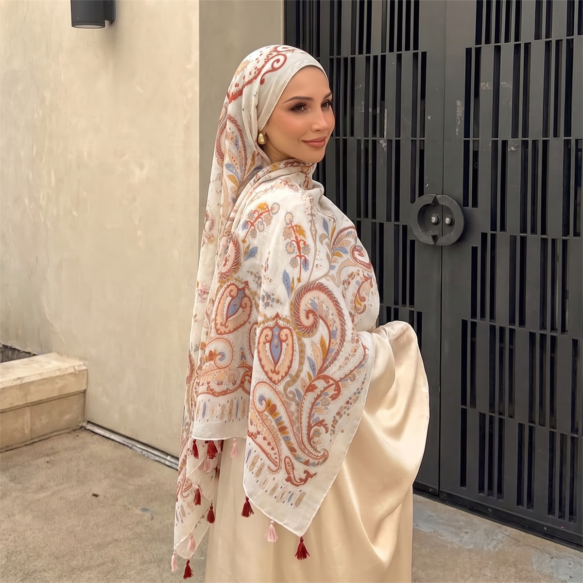Hijab Syal Cetak Paisley Vinta - Vintage Fashion Prints ulasan dan harga