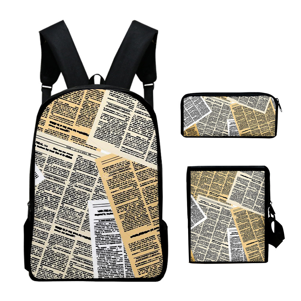 Tas Sekolah Siswa 3 Buah/Set G - Vintage Fashion Newspaper ulasan dan harga